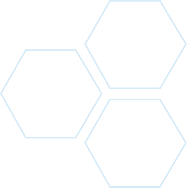 Three Blue Hexagons Are Lined Up On A White Background