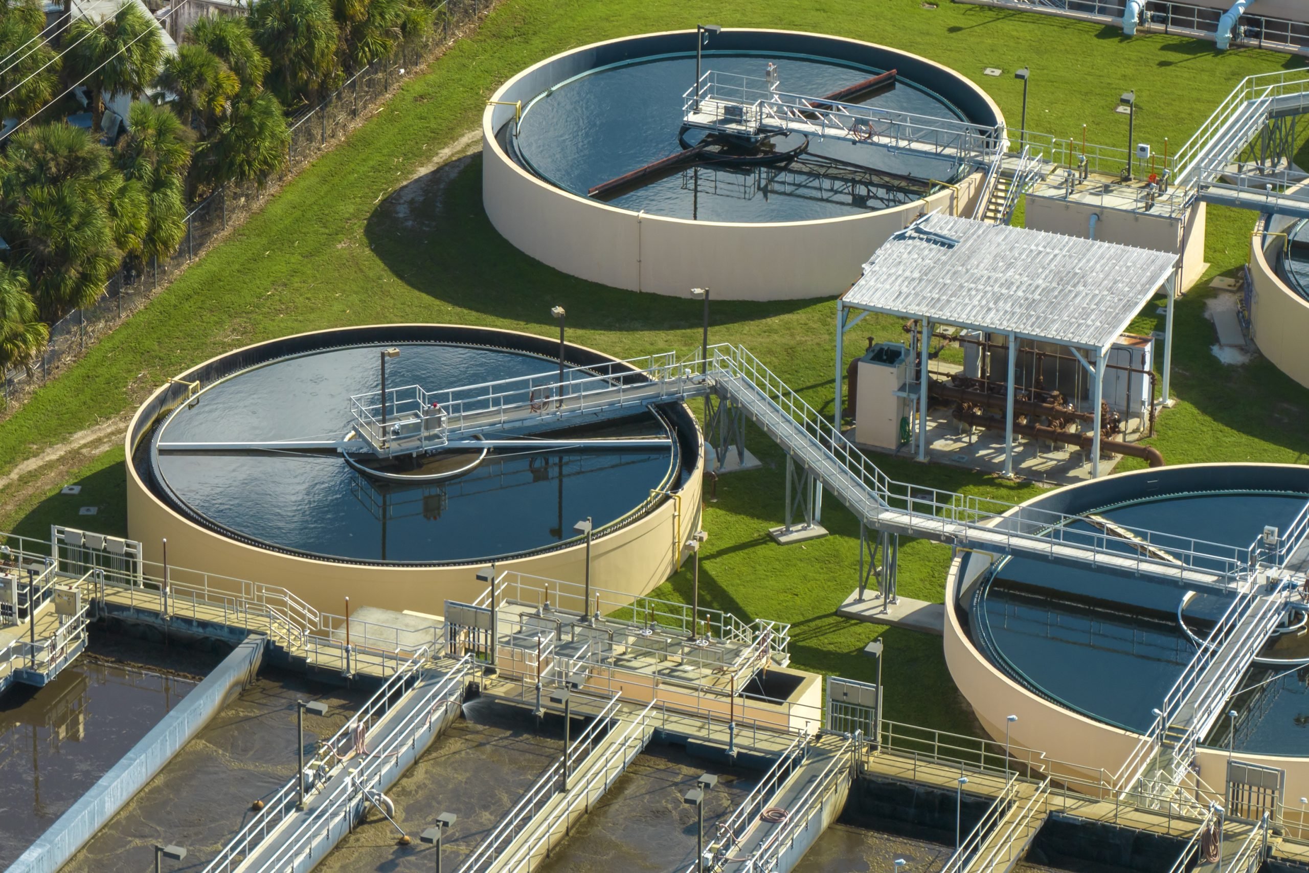 An Aerial View Of A Large Water Treatment Plant