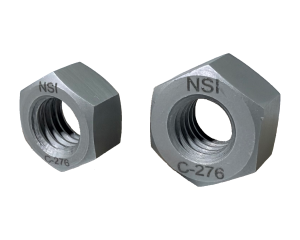 A side by side comparison image of a finished hex nut & heavy hex nut