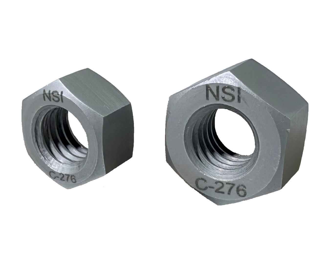 a comparison picture between a finished hex nut and a heavy hex nut