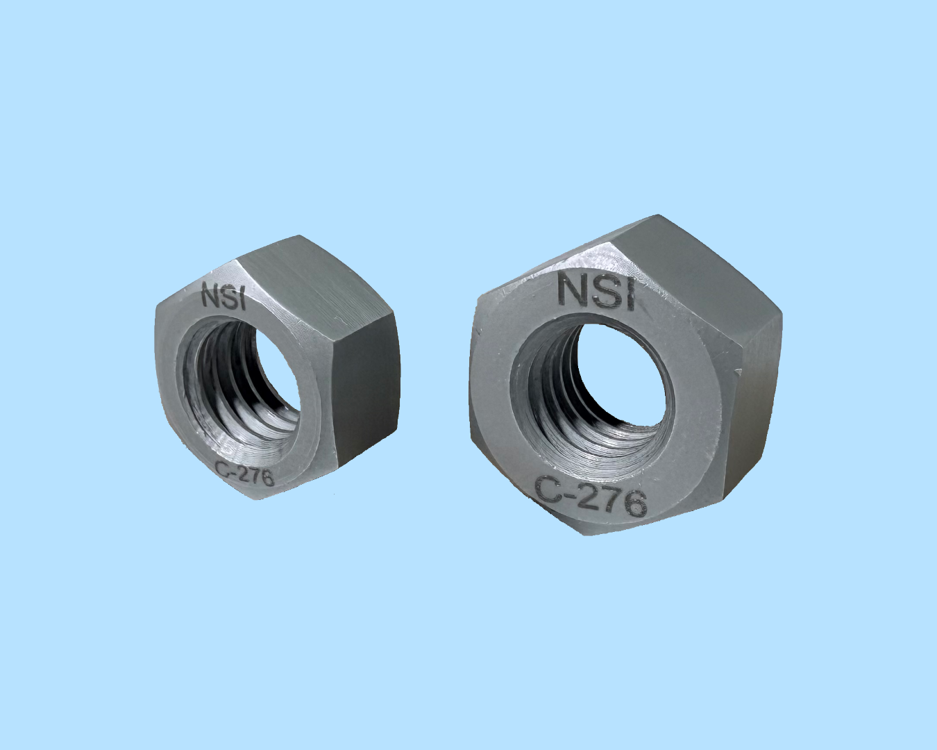 a picture comparing finished hex nuts and heavy hex nuts