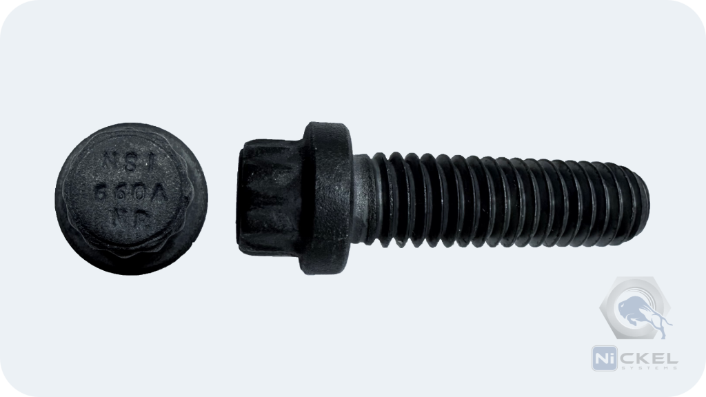 a picture of an A286 12 point flange screw