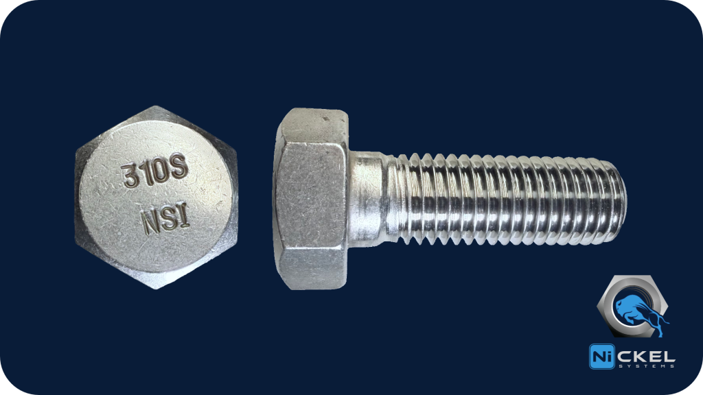 a picture of a 310 stainless steel hex head bolt