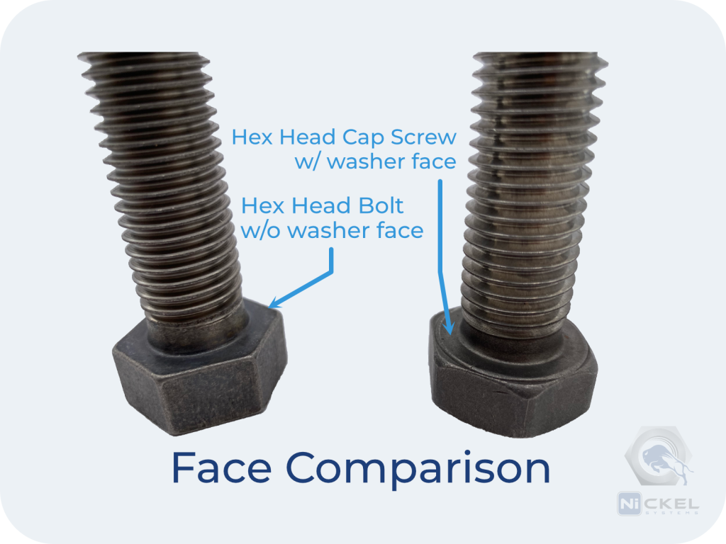 a picture of a face comparison between a hex head bolt and a hex head cap screw