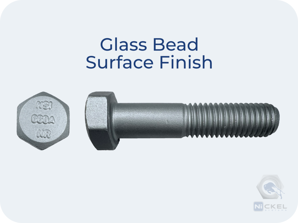 a picture of a hex head bolt with a glass bead surface finish