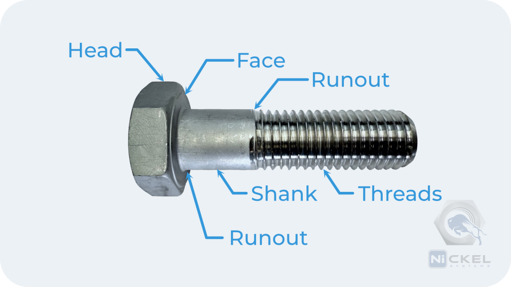 a diagram of the parts of a heavy hex bolt