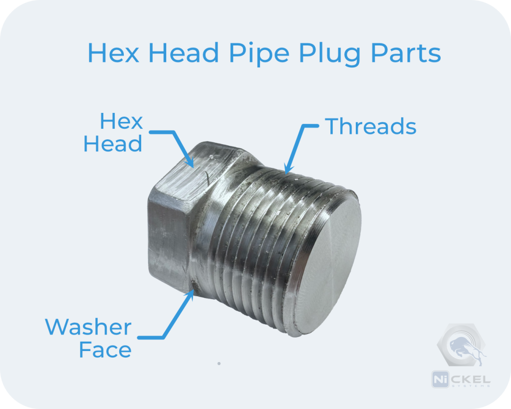 a picture of the parts of a hex head pipe plug
