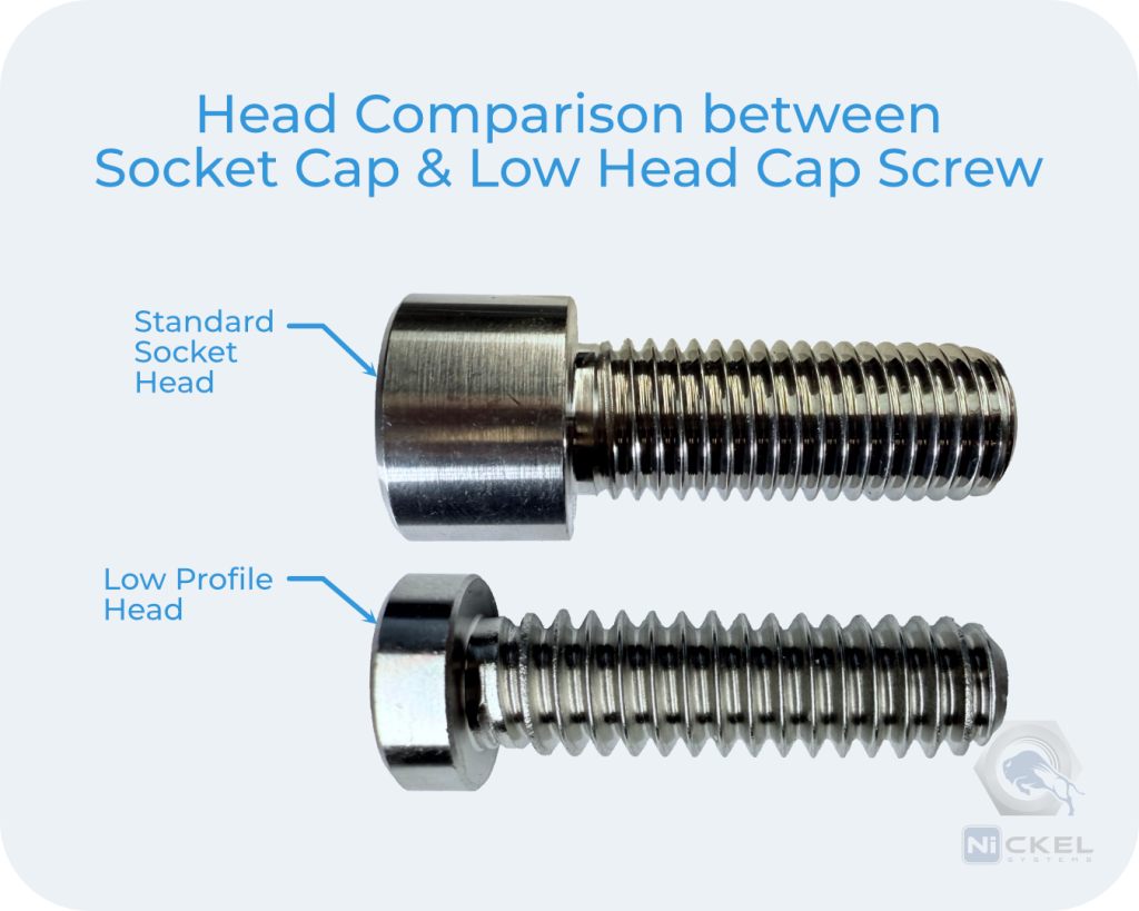 a picture of a head comparison between low head and standard socket head cap screws