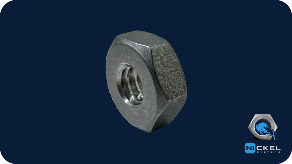 a picture of a machine screw hex nut in titanium material