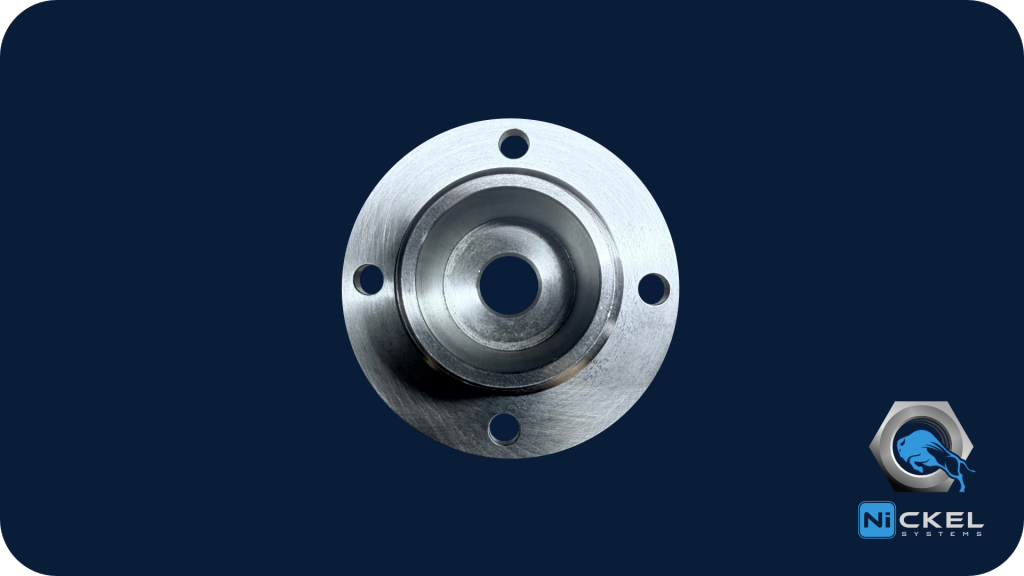 a bottom view of a custom barbed flange