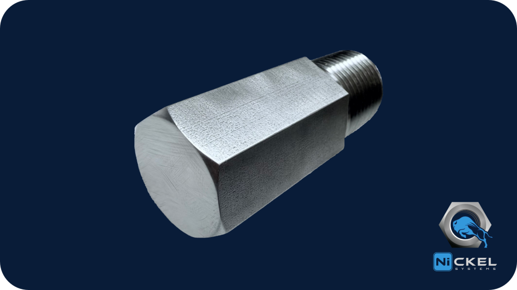 a picture of a custom hex bull pipe plug 316 stainless material