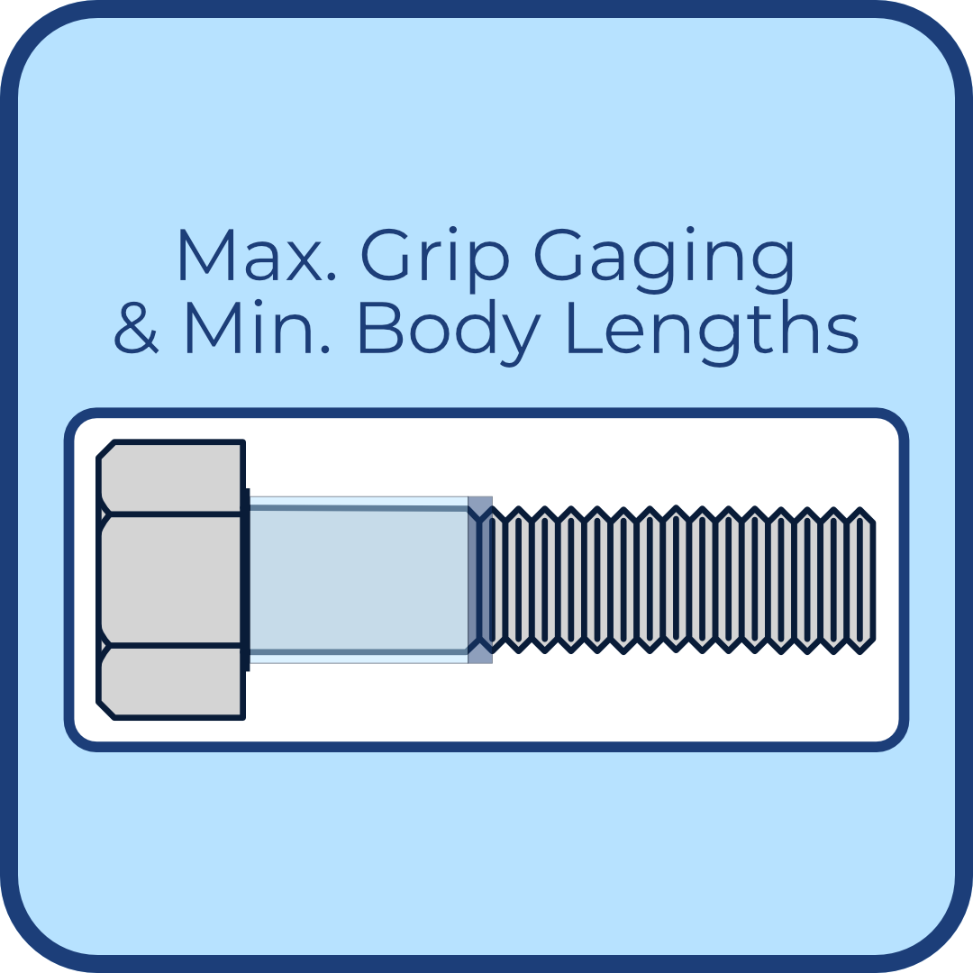 a picture of a max grip gaging length and min body length
