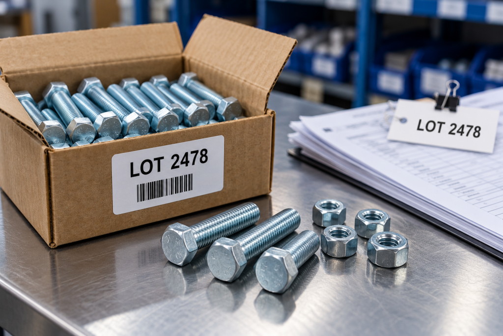 Illustrates how material reports connect to finished-fastener records